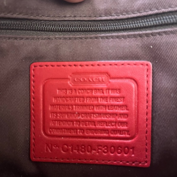 Coach Red and Brown Crossbody Bag with Signature Pattern - Picture 3 of 9